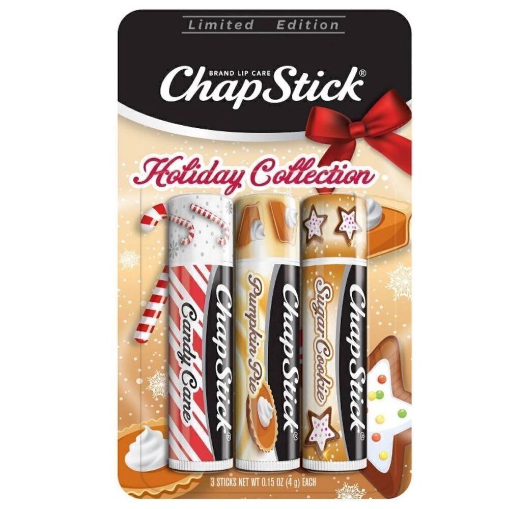 Chapstick Holiday Collection Lip Balm - Candy Cane Pumpkin Pie Sugar Cookie 3ct
